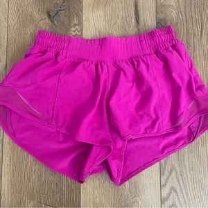 Lululemon hotty hot low rise pink shorts, 2.5 inches, size 4